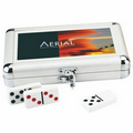 Silver Metal Valise Dominoes Game Double 6